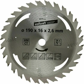 Wolfcraft Serie Silber Kreissägeblatt 28Z, 190x2.6x16mm, 1 Stück