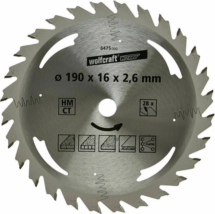 Wolfcraft Serie Silber Kreissägeblatt 28Z, 190x2.6x16mm, 1 Stück