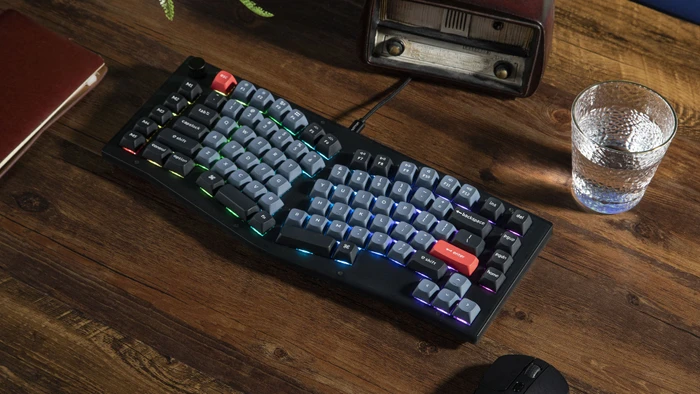 Keychron V10, Frosted Black, 75% Alice Layout, PBT, LEDs RGB, hot-swap, Keychron K Pro BROWN, USB, ND