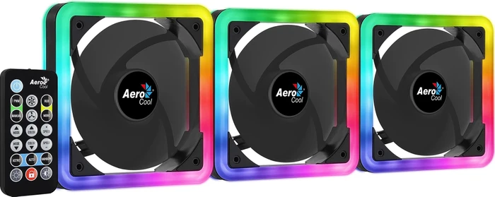 AeroCool Edge 14 Pro, LED-Steuerung, Fernbedienung, Lüftersteuerung, 140mm, 3er-Pack