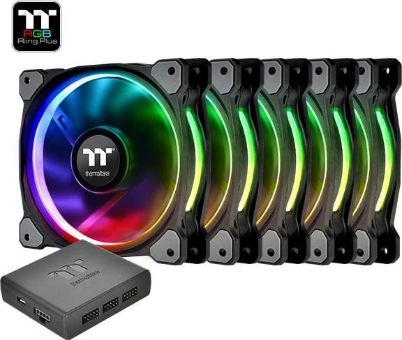 Thermaltake Riing Plus 12 LED RGB TT Premium Edition, LED-Steuerung, Lüftersteuerung, 120mm, 5er-Pack
