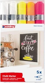 edding 4095 Kreidemarker neon weiß/gelb/orange/pink, 5er-Set