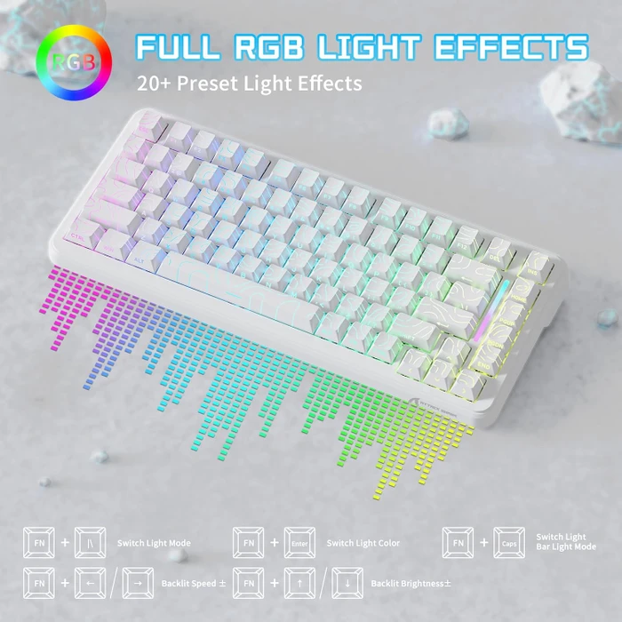 Attack Shark X82PRO HE Magnetic 75%, weiß mit Kontur, LEDs RGB, Outemu White Jade Magnetic, USB/Bluetooth, US