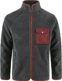 Fjällräven Vardag Pile Fleece Jacke dark grey/maroon (Herren)