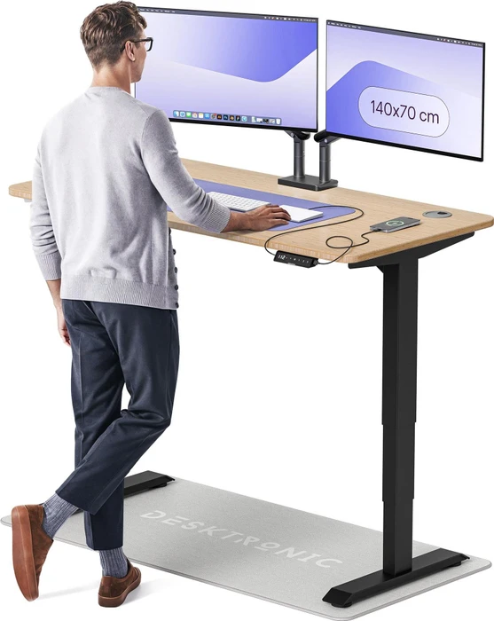 Desktronic HomePro Sitz-Steh-Schreibtisch 140x70cm Bambus/schwarz