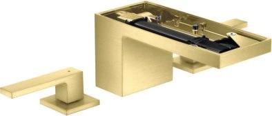 Hansgrohe Axor MyEdition 3-Loch Waschbeckenarmatur 70 mit Push-Open Ablaufgarnitur ohne Platte brushed brass