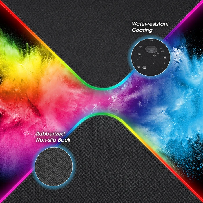 Manhattan XXL RGB LED Gaming Mauspad mit kabellosem Induktionsladegerät, 800x350mm, schwarz