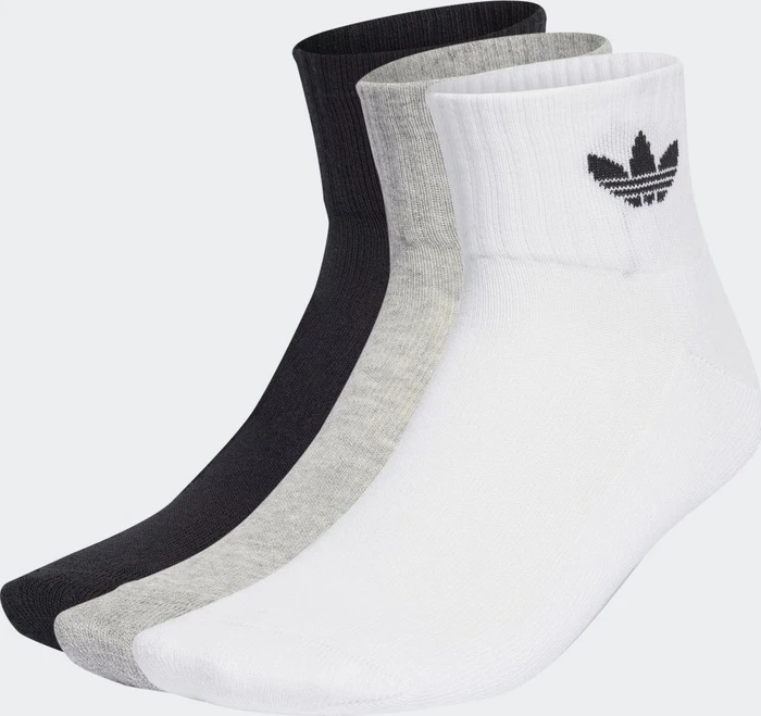 adidas Mid-Cut Crew Socken white/medium grey heather/black, 3 Paare