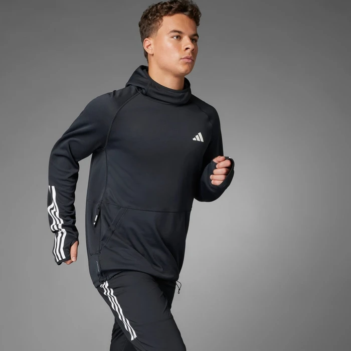 adidas Own The Run 3-Streifen Hoodie schwarz (Herren)