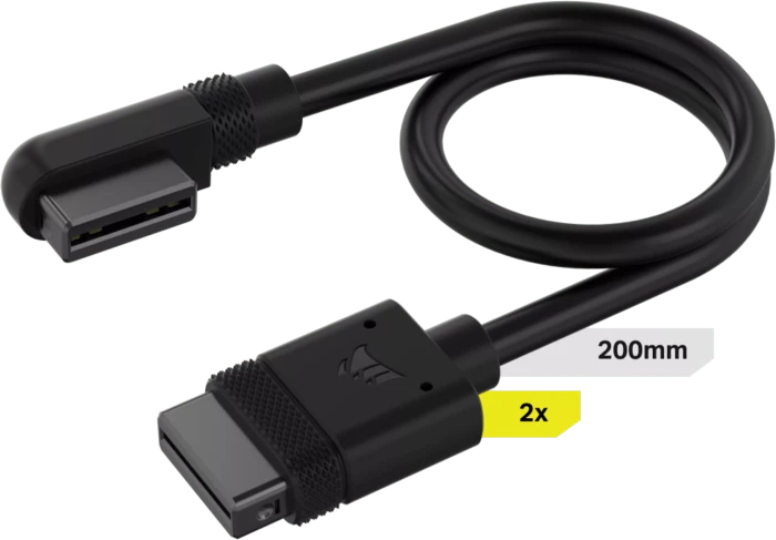 Corsair iCUE LINK Verlängerung, gewinkelt, 20cm, schwarz, 2er-Pack