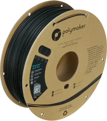 Polymaker PolyLite PLA Pro, schwarz, Spule, 1.75mm, 1.00kg