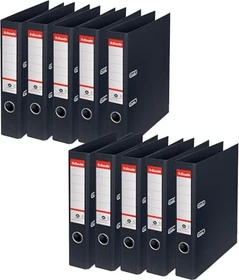 Esselte No. 1 Ordner 2-Ring Recycling, 50mm, A4, schwarz, 10er-Pack