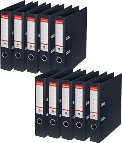 Esselte No. 1 Ordner 2-Ring Recycling, 50mm, A4, schwarz, 10er-Pack