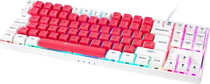 Gamiac TKL90G Gaming Keyboard, weiß/rot, LEDs RGB, Kailh BLUE, USB, DE