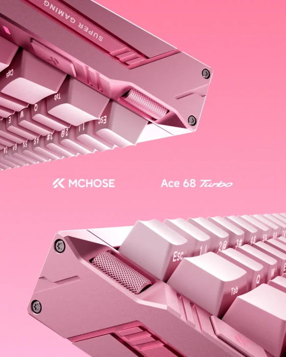 Mchose Ace 68 Turbo HE Gaming Keyboard, Peachy Pink, LEDs RGB, Mount Tai Magnetic Switch GT, USB, US
