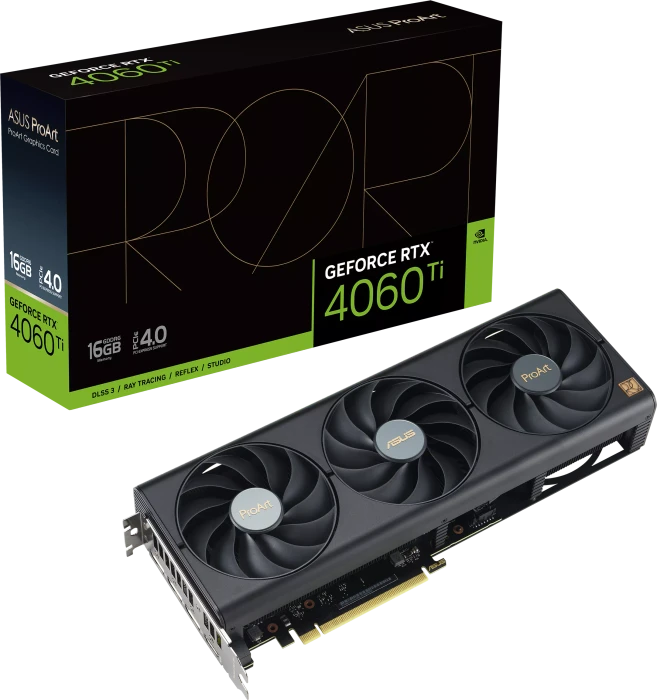 ASUS ProArt GeForce RTX 4060 Ti, PROART-RTX4060TI-16G, 16GB GDDR6, HDMI, 3x DP