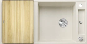 Blanco Axia III XL 6 S InFino Becken reversibel mit Ablauffernbedienung softweiß inkl. Holzschneidebrett