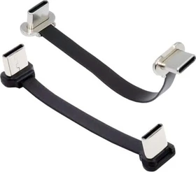 NFHK/Jimier USB Kabel, Angled Flat Cable, USB 2.0, 480Mb/s, 65W, USB-C [Stecker] auf USB-C [Stecker], beidseitig gewinkelt, 15cm, 2er-Bundle (UC-088-0.07M+UC-170-0.07M)