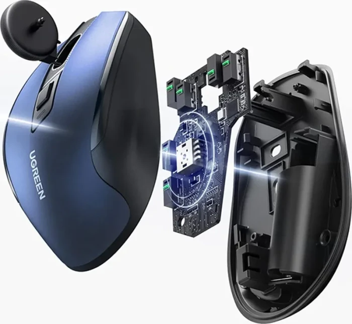 Ugreen MU006 Ergonomic Wireless Mouse, blau/schwarz, USB/Bluetooth