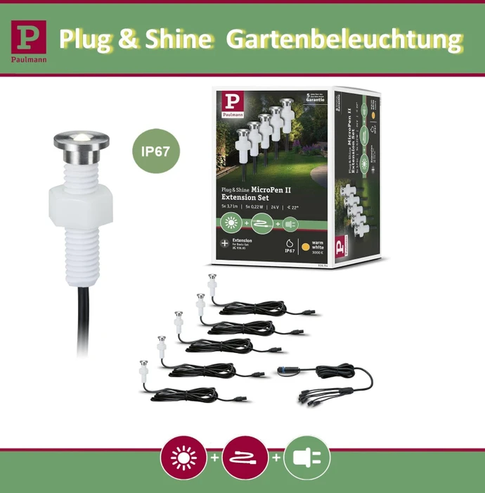 Paulmann Plug & Shine MicroPen II Basisset 0.2W Bodeneinbauleuchte, 5 Stück