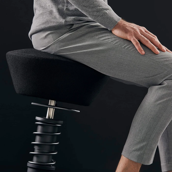 Aeris Swopper New Edition Bürohocker mit Gleitern, Feder Standard, Gestell Alu schwarz, Bezug Mikrofaser Comfort grau