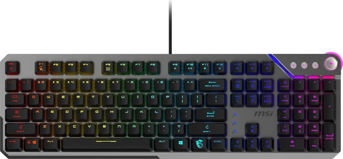 MSI STRIKE 600 V2 Silent Gaming Keyboard, LEDs RGB, Kailh Midnight Pro Silent Tactile, USB, UK