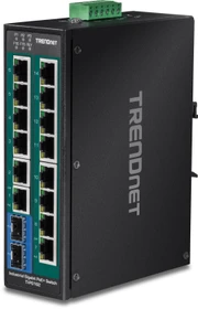 TRENDnet TI Hardened Industrial Railmount Gigabit Switch, 14x RJ-45, 2x SFP, 240W PoE+ (TI-PG162)