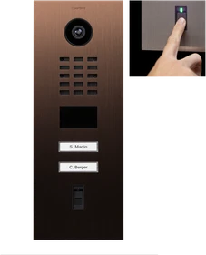 DoorBird D2102FV Fingerprint 50 IP Video Türstation mit 2 Ruftasten Bronze, Edelstahl V2A, gebürstet