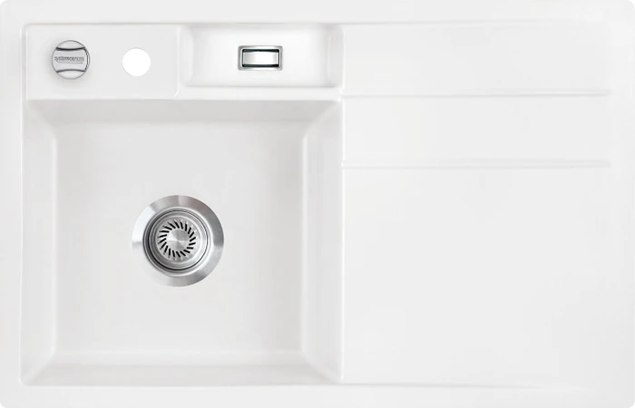 systemceram Bela 78 F Einbau Becken links mit Ablauffernbedienung polar