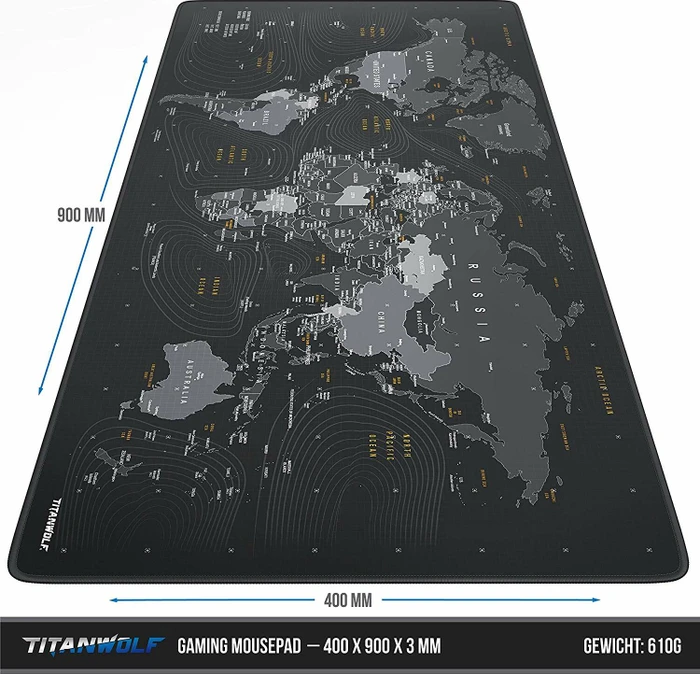 Titanwolf Global XXL Speed Gaming-Mauspad, schwarz/gelb