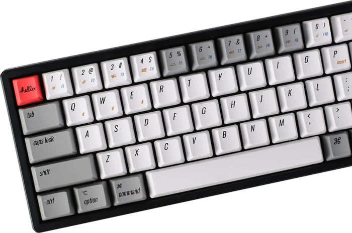 Keychron K6 Pro OEM Dye-Sub Keycap-Set Retro Mac, Kunststoff (PBT), Retro Mac, grau/rot/weiß, 74 Tasten (68+6), ANSI-US