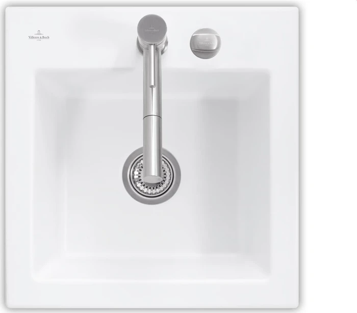 Villeroy & Boch Subway 50 S Einbau Becken mittig mit Ablauffernbedienung stone white