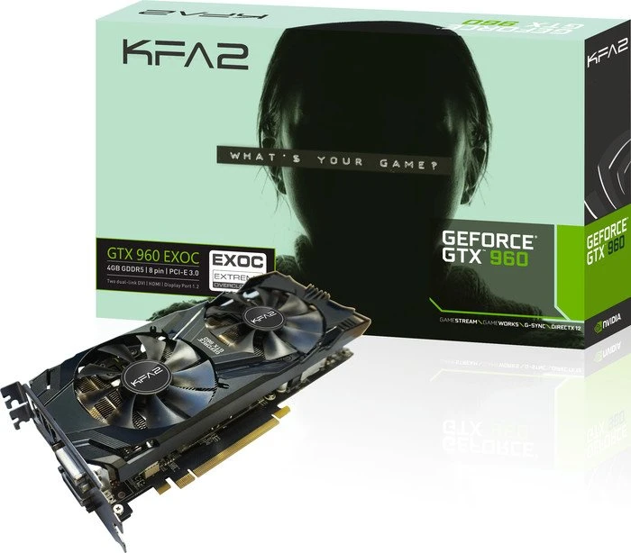 KFA2 GeForce GTX 960 EXOC, 4GB GDDR5, 2x DVI, HDMI, DP