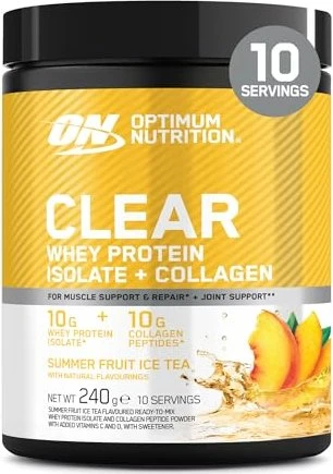 Optimum Nutrition Clear Whey Protein Isolate + Collagen Powder Summer Fruit Ice Tea 240g