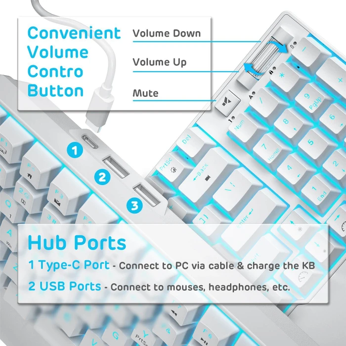 RK Royal Kludge RK96 96% Wireless, LEDs blau, hot-swap, RK RED, USB/Bluetooth, US