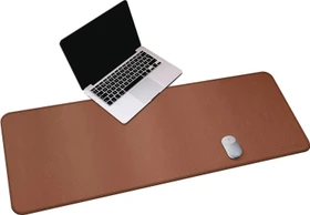 Cennbie Schreibtischunterlage Leder, Mauspad XXL, 1400x500mm, braun