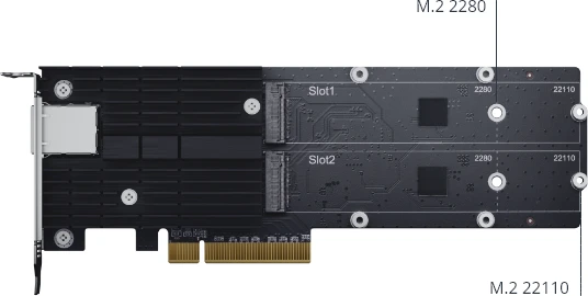 Synology E10M20-T1 M.2 SSD & 10GbE Combo Adapter Card, PCIe 3.0 x8, 2x M.2, 1x 10GBase-T