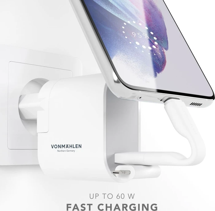 Vonmählen High Six 6in1 USB-C Kabel mit Lightning/USB Micro-B/USB-A Adapter Dongle, weiß/silber