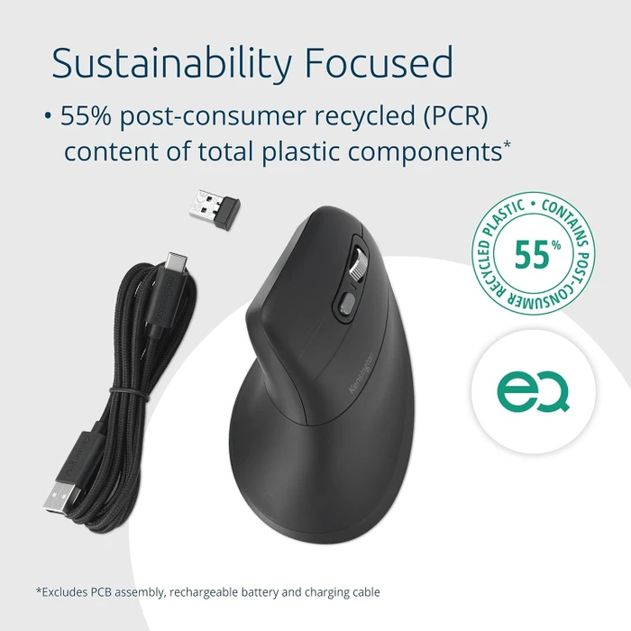 Kensington Pro Fit Ergo MY360 EQ Wireless Mouse, schwarz, USB/Bluetooth