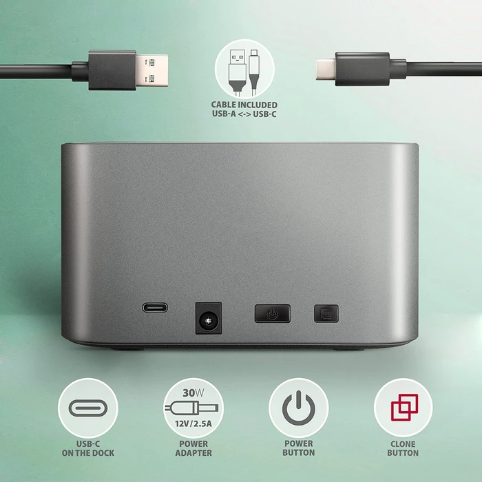 Axagon Dual Dock, 2.5"/3.5, USB-C 3.0