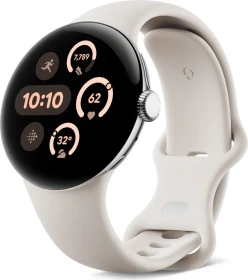 Google Pixel Watch 3 (Wi-Fi) 41mm Polished Silver mit Sportarmband Porcelain