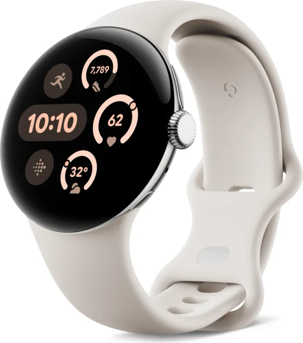 Google Pixel Watch 3 (Wi-Fi) 41mm Polished Silver mit Sportarmband Porcelain
