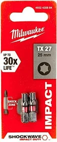 Milwaukee Shockwave Torx Bit 1/4", T27x25mm, 2 Stück