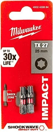 Milwaukee Shockwave Torx Bit 1/4", T27x25mm, 2 Stück