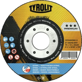 Tyrolit Premium Cerabond X Schleifscheibe, 115x7x22.23mm, 5 Stück
