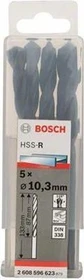 Bosch Professional HSS-R Spiralbohrer, 10.3x87x133mm, 5 Stück