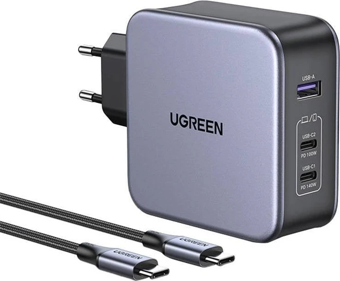 Ugreen Nexode 140W GaN USB-C Wall Charger 3-Ports schwarz/grau