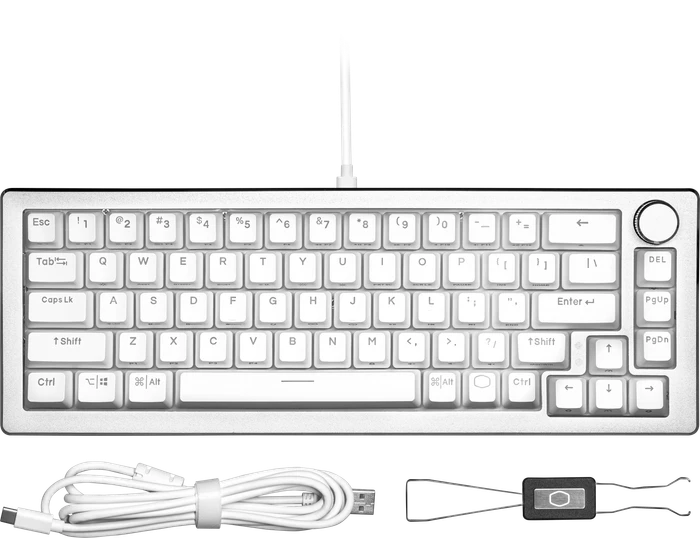 Cooler Master CK720, LEDs RGB, hot-swap, silber/weiß, Kailh Box V2 RED, USB, US
