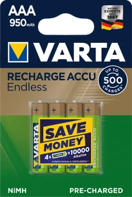 Varta Recharge Accu Endless Energy Micro AAA NiMH 950mAh, 4er-Pack