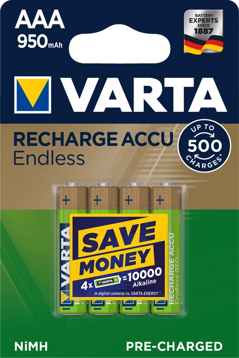 Varta Recharge Accu Endless Energy Micro AAA NiMH 950mAh, 4er-Pack